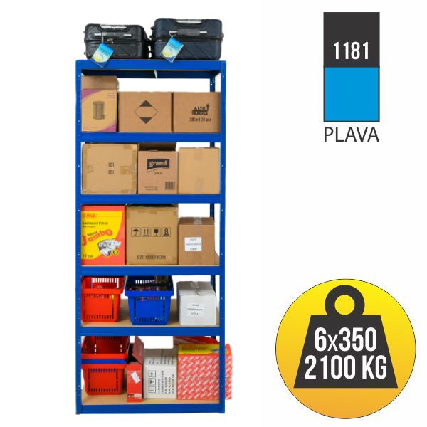 Polica metal medijapan  213x90x60 6x350kg