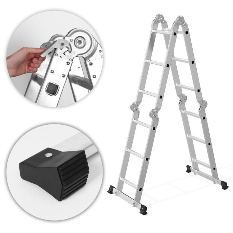 Aluminijumske višenamenske merdevine 4x3, sa šarkama, sklopive, nosivost 150 kg, ModernHome