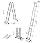 Aluminijumske višenamenske merdevine 4x3, sa šarkama, sklopive, nosivost 150 kg, ModernHome