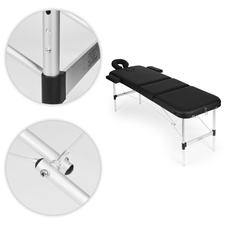 Aluminijumski masažni i rehabilitacioni sto, 3-sekcioni, sklopivi u kofer + torba - ModernHome