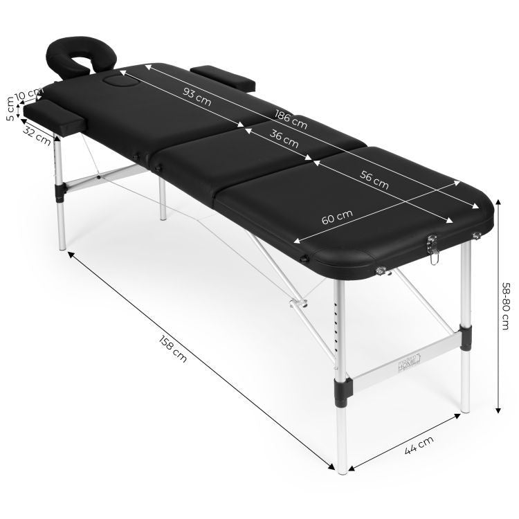 Aluminijumski masažni i rehabilitacioni sto, 3-sekcioni, sklopivi u kofer + torba - ModernHome