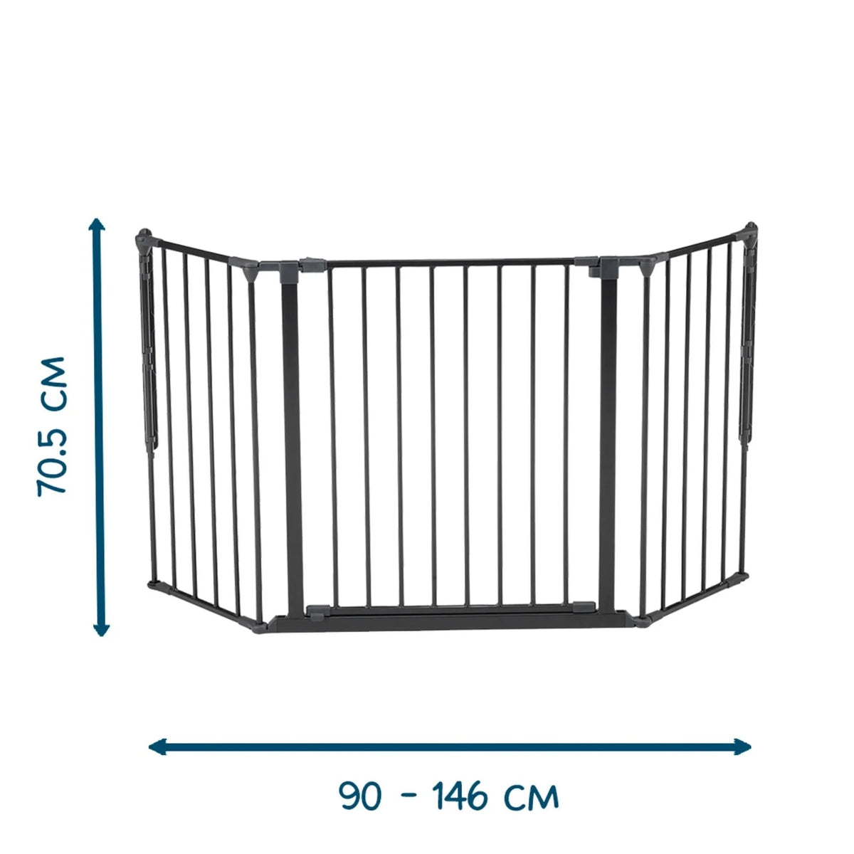 BabyDan Flex M sigurnosna ogradica 90–146 cm crna, zidna montaža