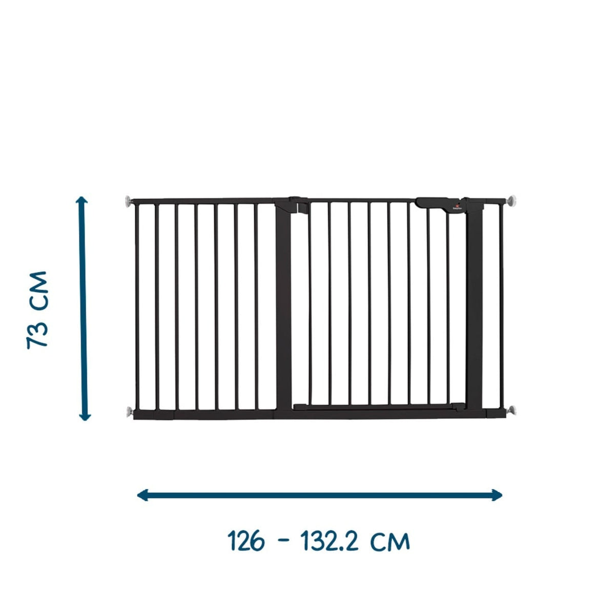 BabyDan Premier sigurnosna ogradica Extra Wide 126–132 cm crna, Safety gate bez bušenja