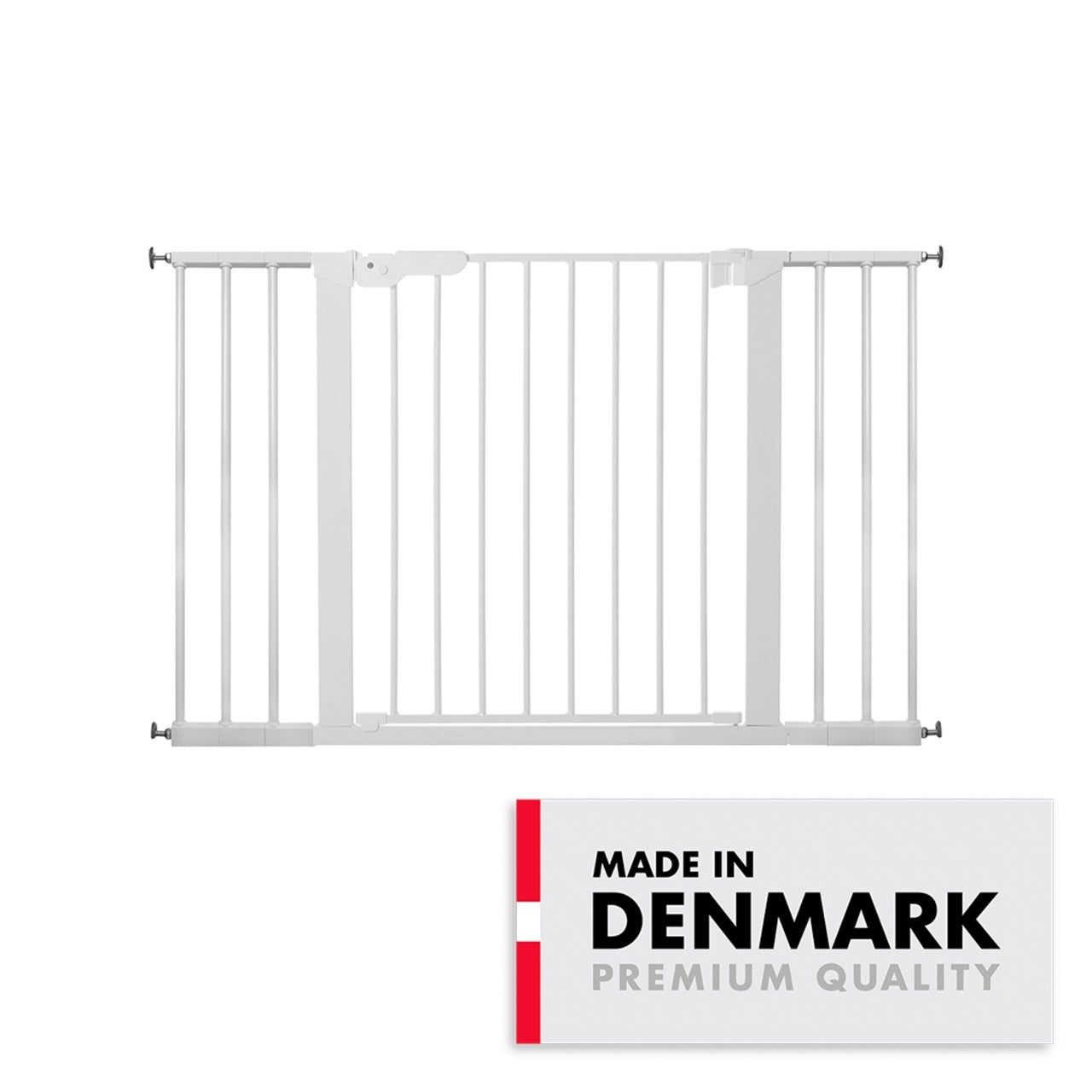 BabyDan Premier sigurnosna ogradica sa 6 produžetaka 112–119.3 cm – pressure fit, bela