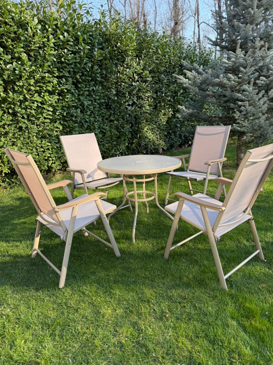 BAŠTENSKA GARNITURA SET 4 STOLICE + STO BEZ BOLZZ