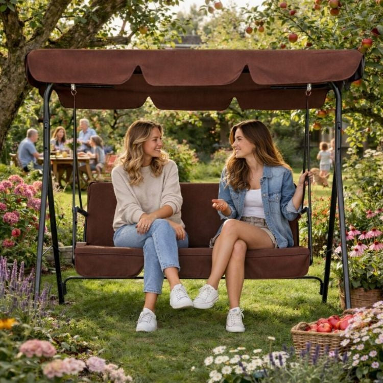 Baštenska ljuljaška za 3 osobe sa tendom – Brown MultiGarden