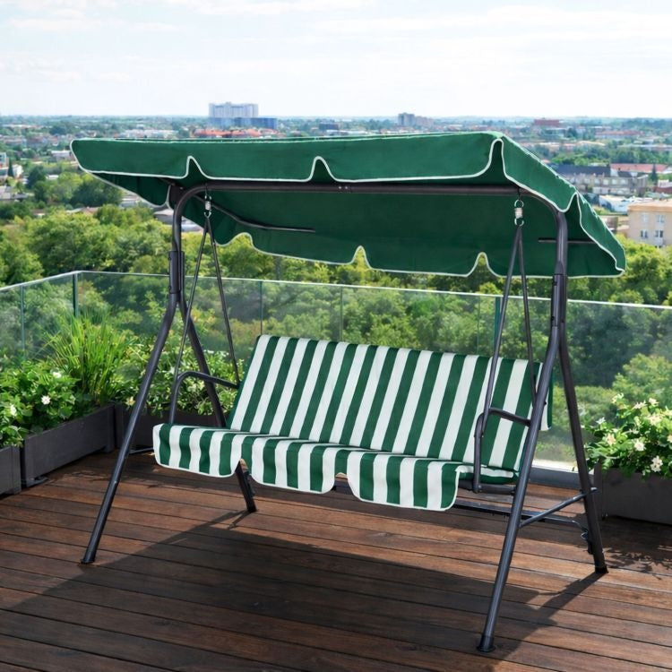 Baštenska ljuljaška za 3 osobe sa tendom – Green/White MultiGarden