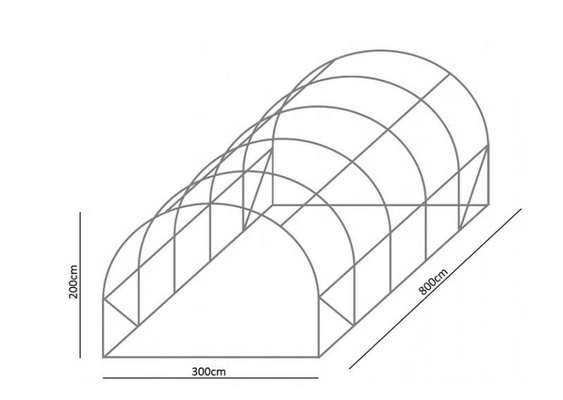 Baštenski plastenik tunel 5-segmentni Zeleni 8 x 3 x 2 M