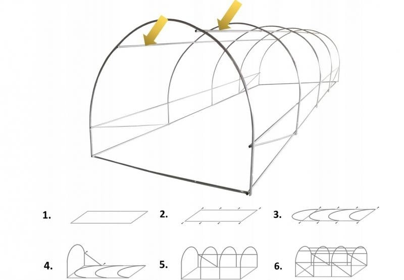 Baštenski plastenik tunel 5-segmentni Zeleni 8 x 3 x 2 M