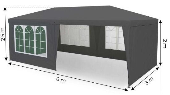 Baštenski šator, 3x6 m, 6 stranica, gray, MultiGarden