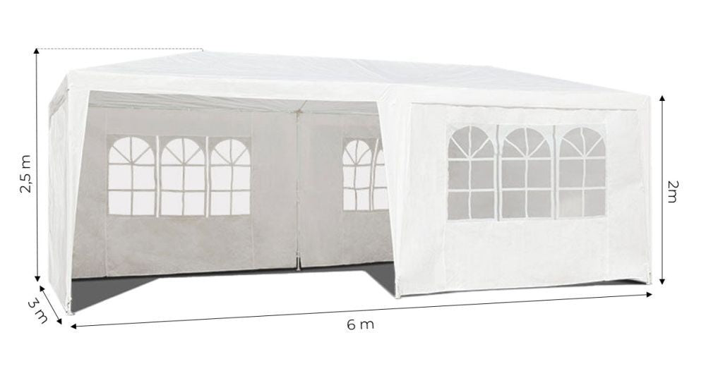 Baštenski šator, 3x6 m, 6 stranica, white, MultiGarden