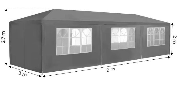 Baštenski šator, 3x9 m, 8 stranica, gray, MultiGarden
