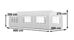 Baštenski šator, 3x9 m, 8 stranica, white, MultiGarden