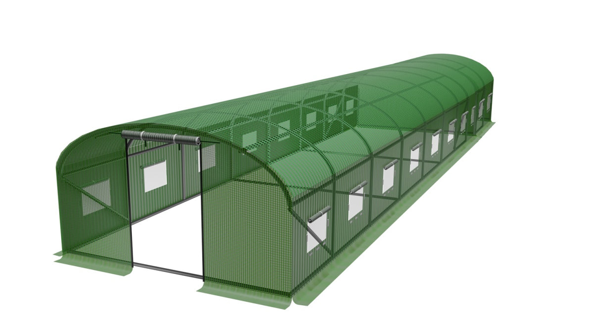 Baštenski tunelski plastenik sa folijom, 10 segmenata, zeleni, 10 × 4 × 2 m