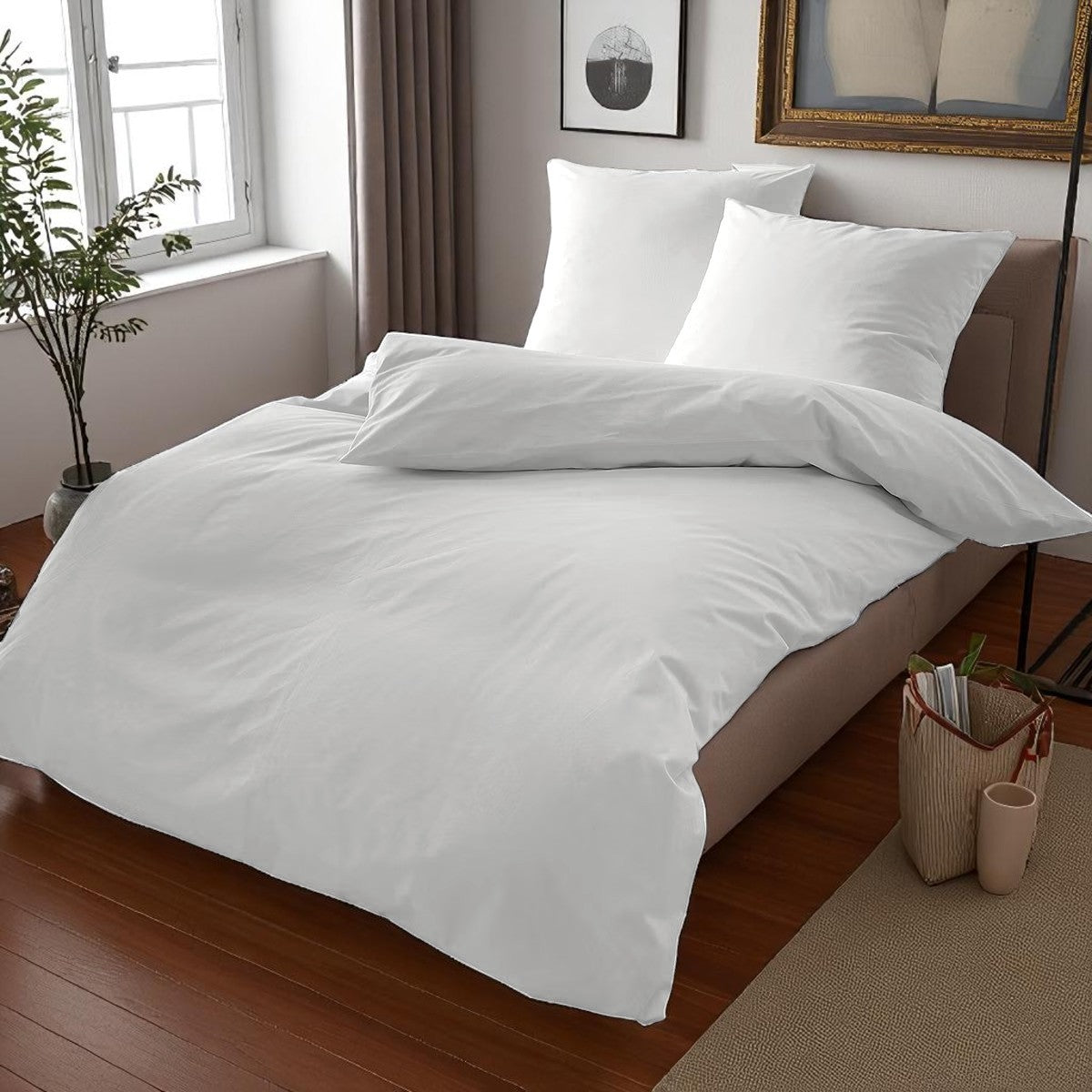 Satenska navlaka 220x200cm + 2 x jastučnica 50x70cm Cotton White