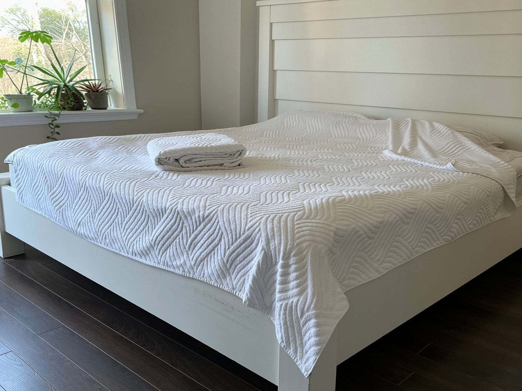 Letnji frotirni prekrivač - Sara - 200x200cm Bela boja