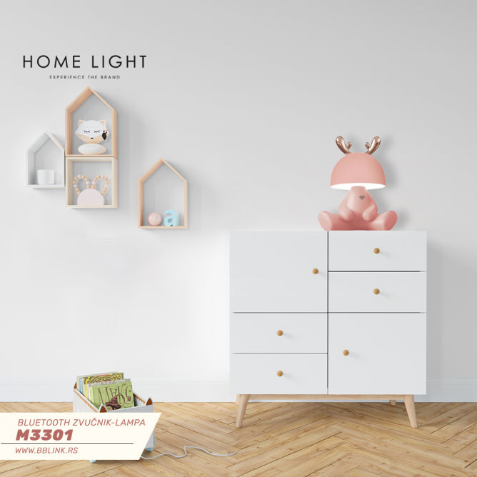 Decija Stona Lampa/Bluetooth Zvucnik M3301 2W Pink
