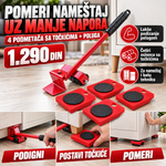 Točkići i poluga za lakše pomeranje nameštaja, 4 komada – prodajni vizual 1:1