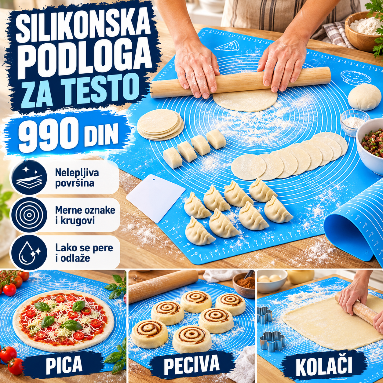 Silikonska nelepljiva podloga za testo – prodajni vizual 1:1