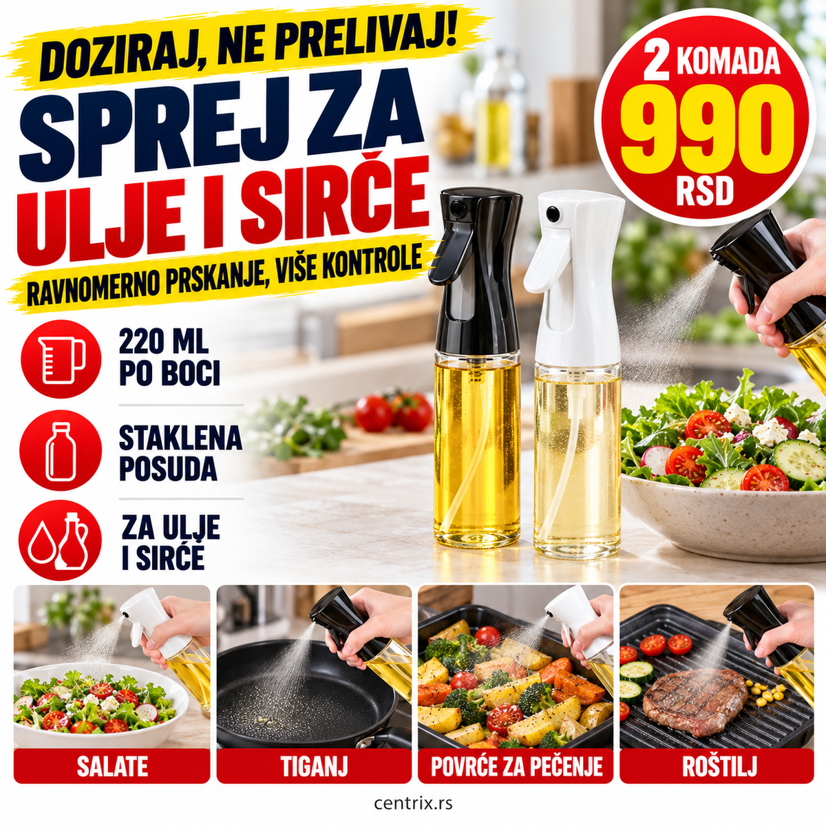 Dozer sprej za ulje i sirće, set 2 komada