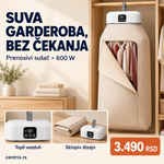 Električni prenosivi sušač za garderobu, 600W, beli – Centrix katalog vizual