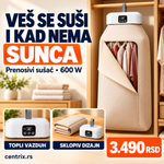 Električni prenosivi sušač za garderobu, 600W, beli – Centrix prodajni vizual