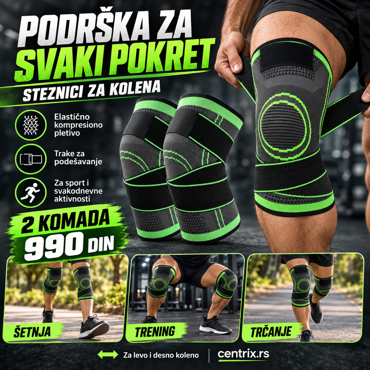 Centrix steznici za kolena – 2 komada, 990 din, prodajni vizual 1:1