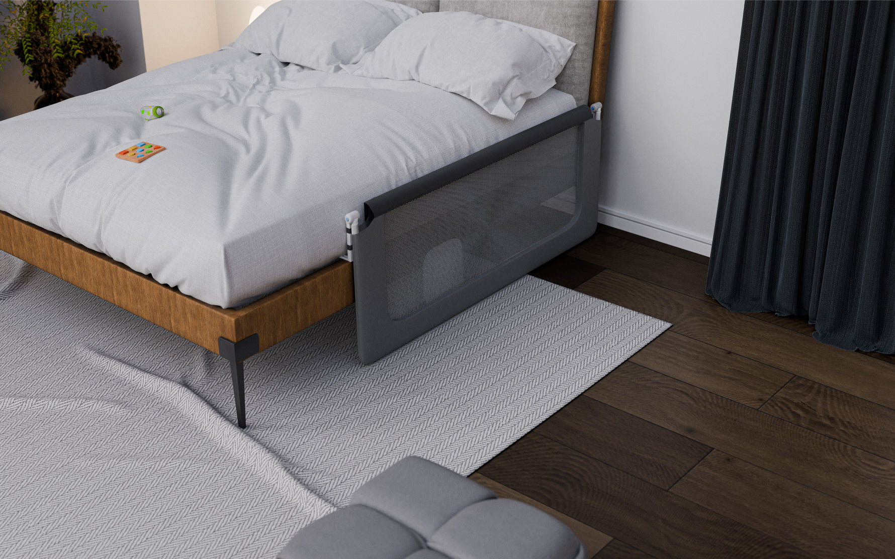 Zaštitna ogradica za krevet 150cm Tulano Cover 25 Siva