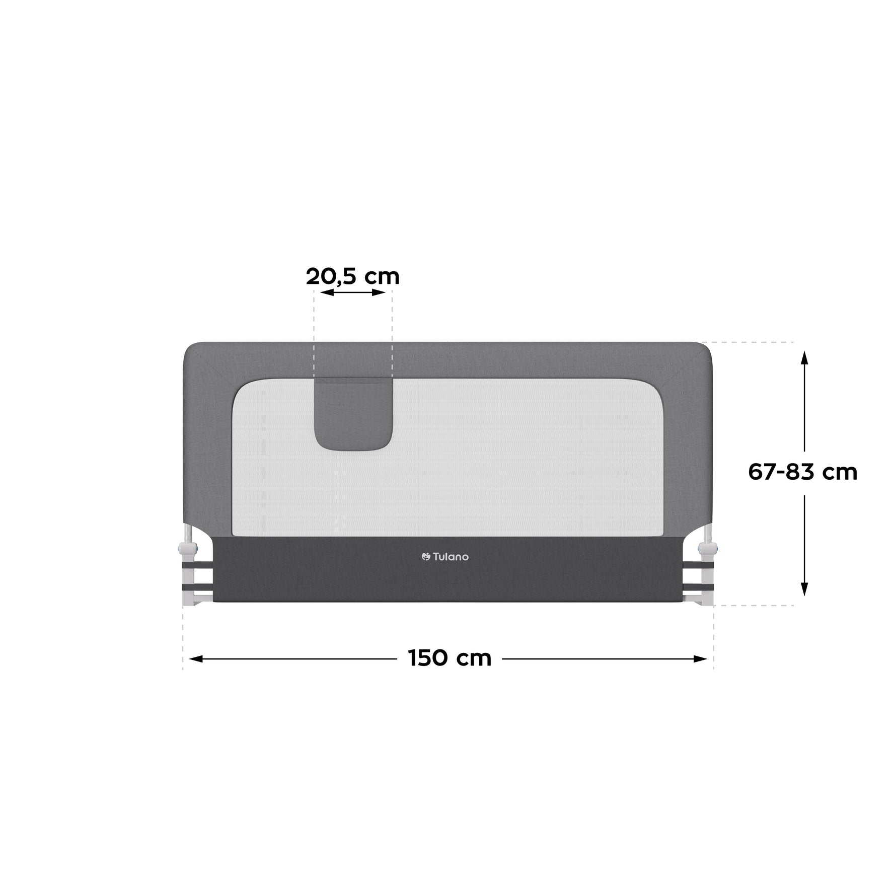 Zaštitna ogradica za krevet 150cm Tulano Cover 25 Siva