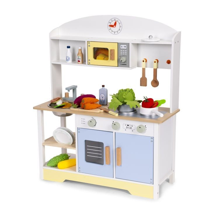 Dečija kuhinja – Rerna, mašina za pranje veša, mikrotalasna i 12 dodataka – ECOTOYS