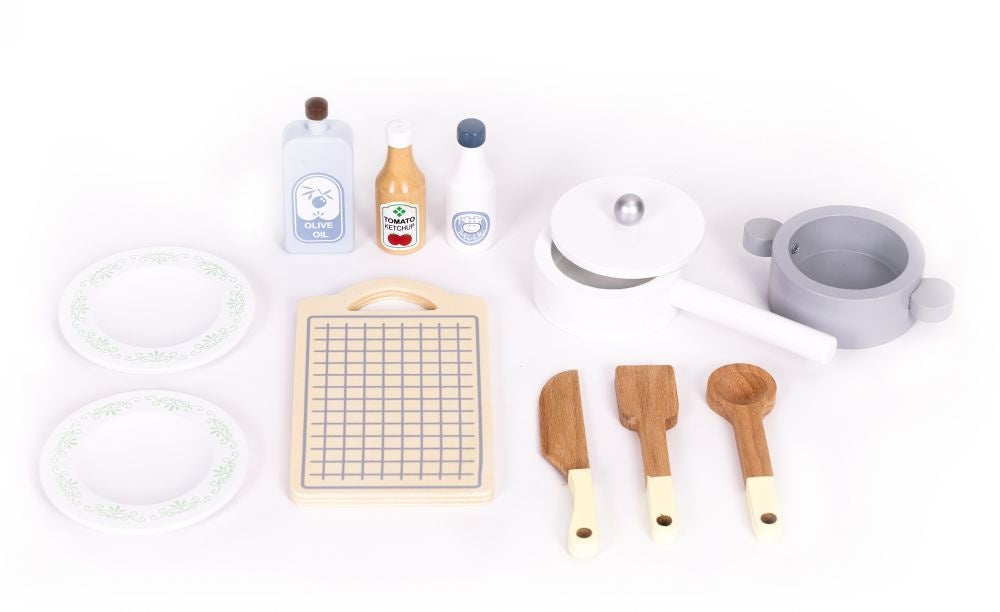 Dečija kuhinja – Rerna, mašina za pranje veša, mikrotalasna i 12 dodataka – ECOTOYS