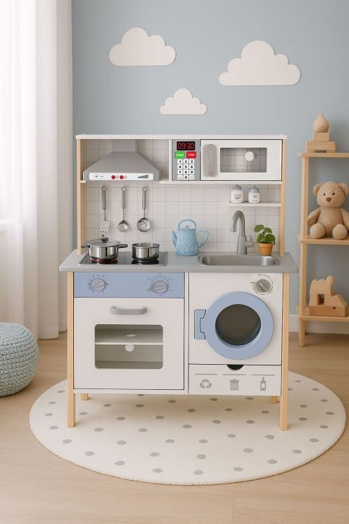 Dečija kuhinja za sa zvučnim efektima, LED svetlom, rernom, veš mašinom i dodacima – ECOTOYS