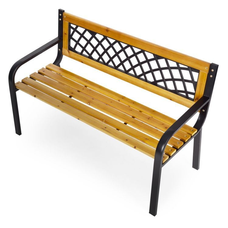 Drvena baštenska klupa sa rešetkastim naslonom 118×52 cm - MultiGarden