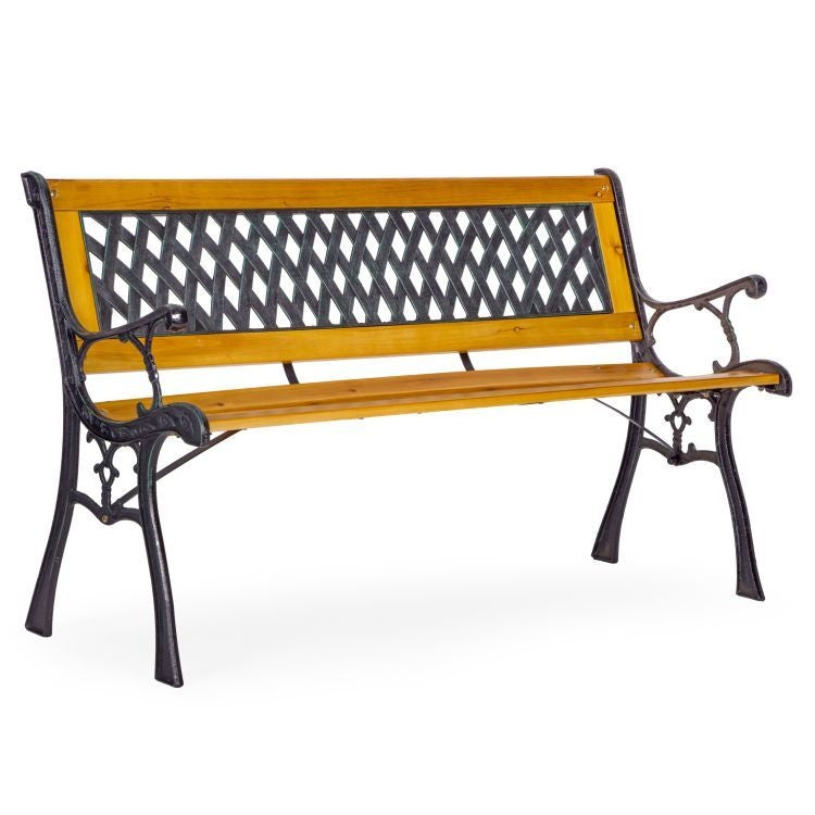 Drvena baštenska klupa sa rešetkastim naslonom 126×51 cm - MultiGarden