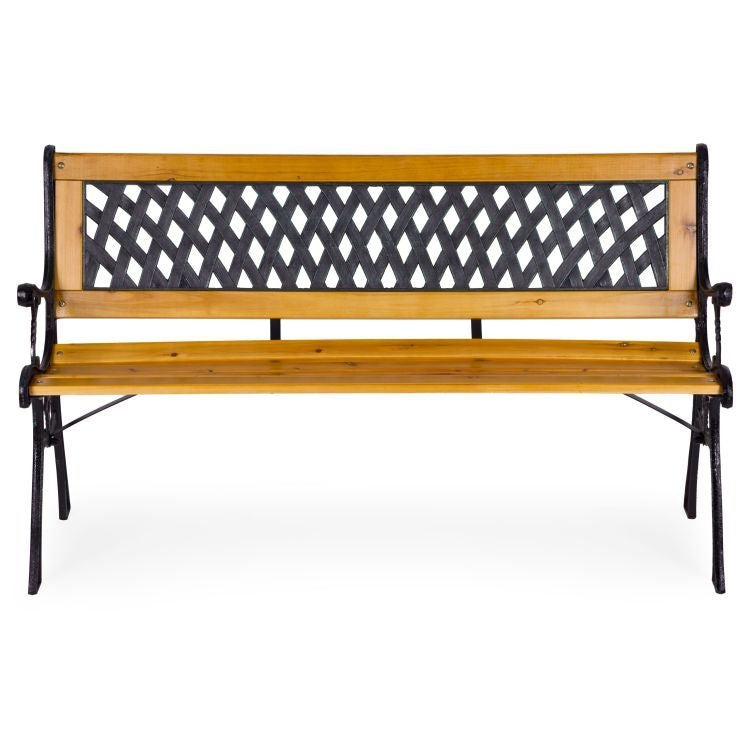 Drvena baštenska klupa sa rešetkastim naslonom 126×51 cm - MultiGarden