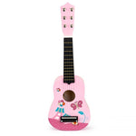 Drvena gitara za decu sa metalnim žicama pink