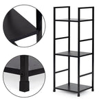 Drvena polica sa metalnim LOFT okvirom, 3 nivoa, crna - ModernHome