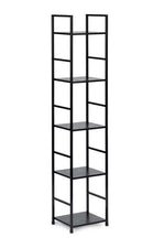 Drvena polica sa metalnim okvirom u LOFT stilu, 5 nivoa, crna- ModernHome