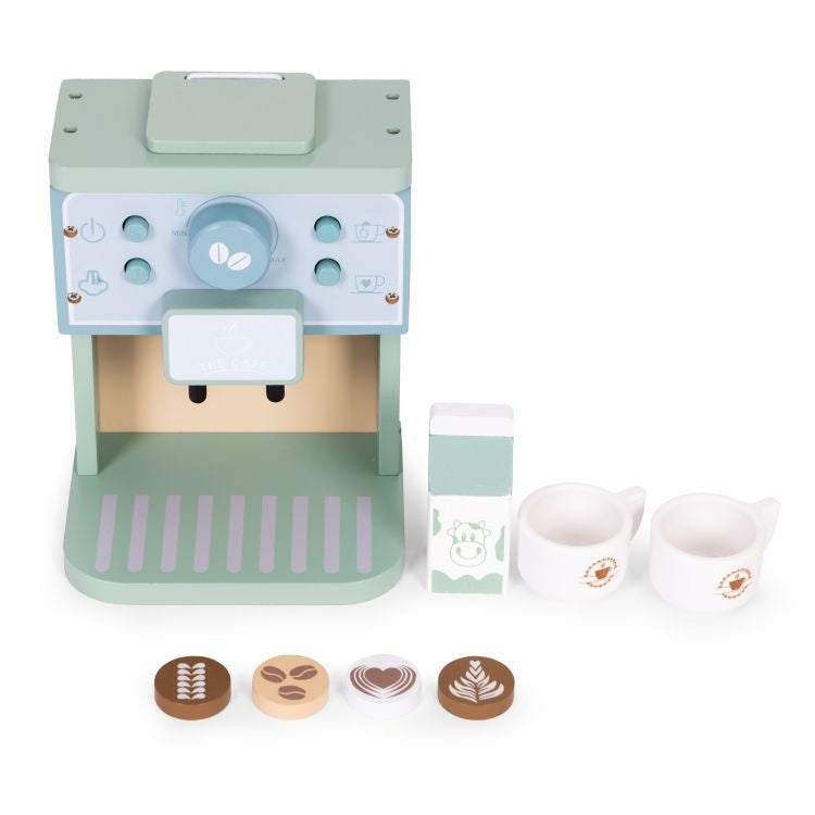 Drveni aparat za kafu za decu – barista set, 8 delova – ECOTOYS