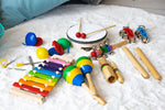 Drveni muzički instrumenti za decu set od 10 komada sa rancem