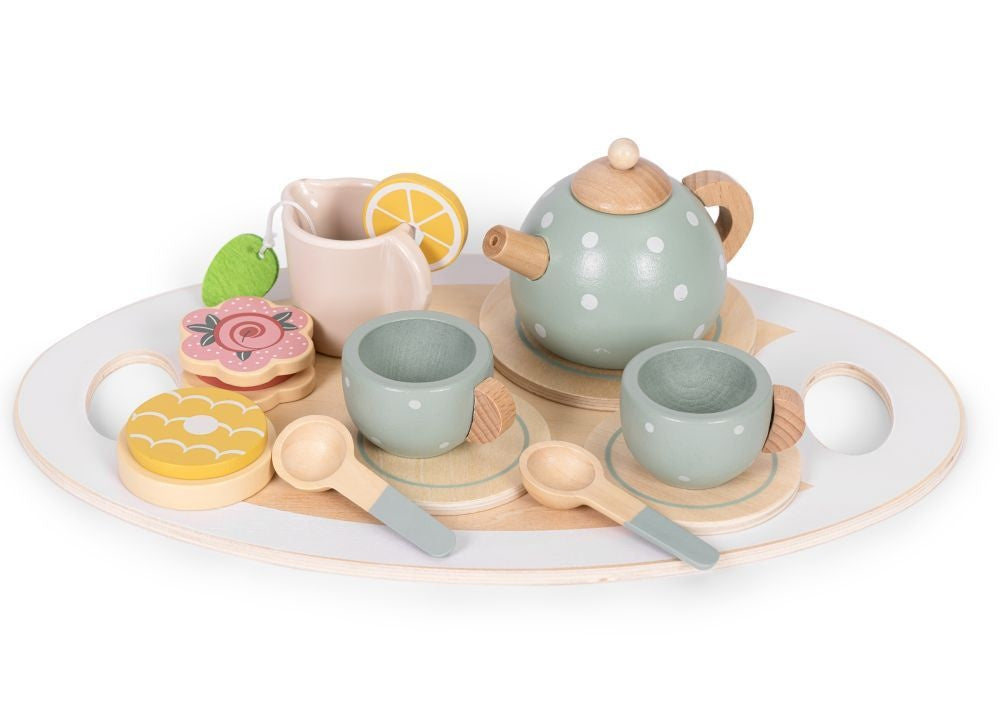 Drveni set za čaj – čajnik, šoljice, 14 delova – ECOTOYS
