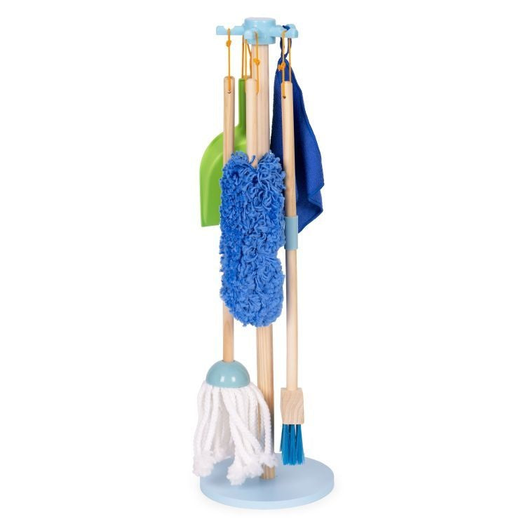 Drveni set za čišćenje za decu – metla, mop i đubrovnik, 7 delova – ECOTOYS