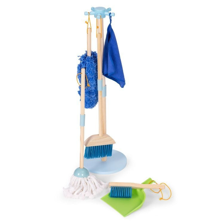 Drveni set za čišćenje za decu – metla, mop i đubrovnik, 7 delova – ECOTOYS