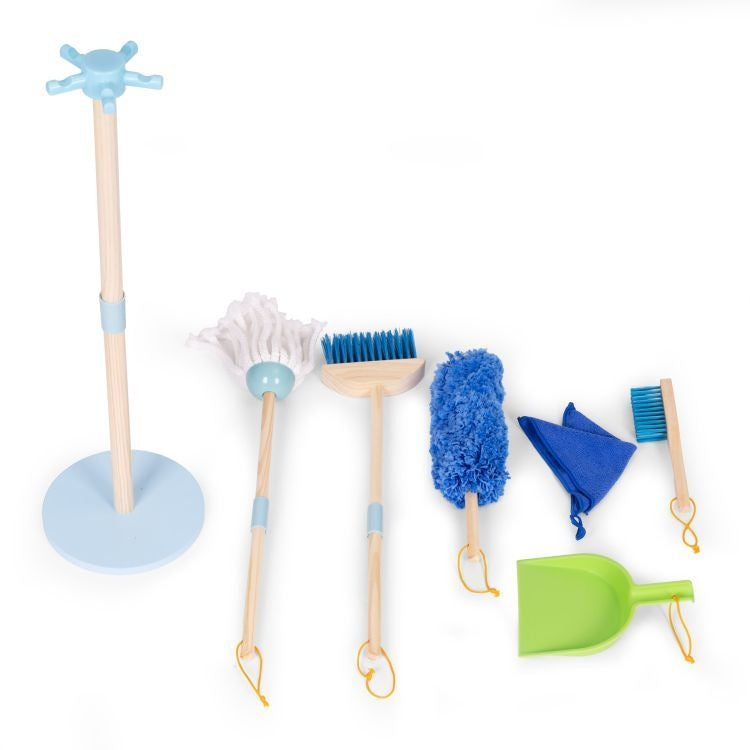 Drveni set za čišćenje za decu – metla, mop i đubrovnik, 7 delova – ECOTOYS