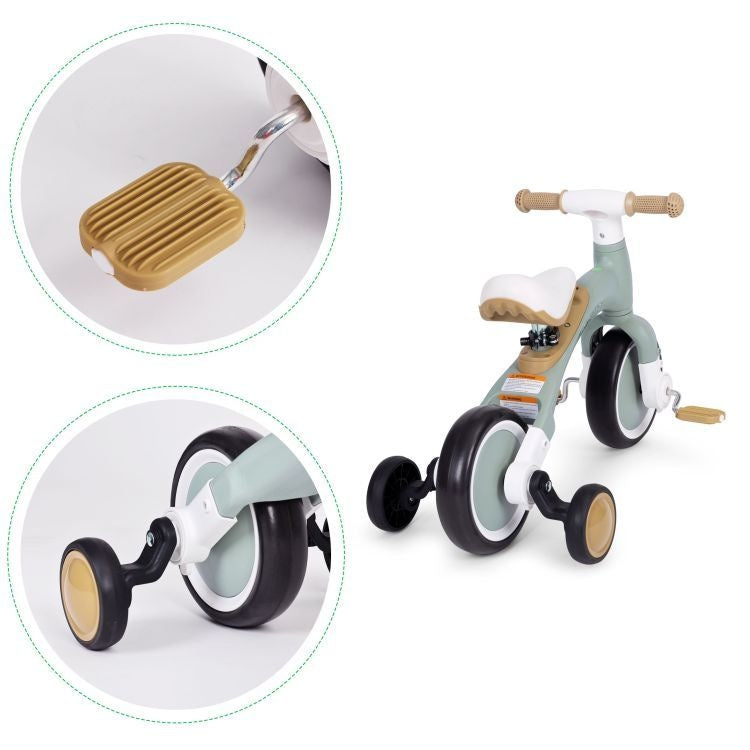 Ecotoys balans bicikl sa pedalama i pomoćnim točkovima 3u1 green