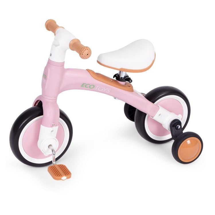 Ecotoys balans bicikl sa pedalama i pomoćnim točkovima 3u1 pink