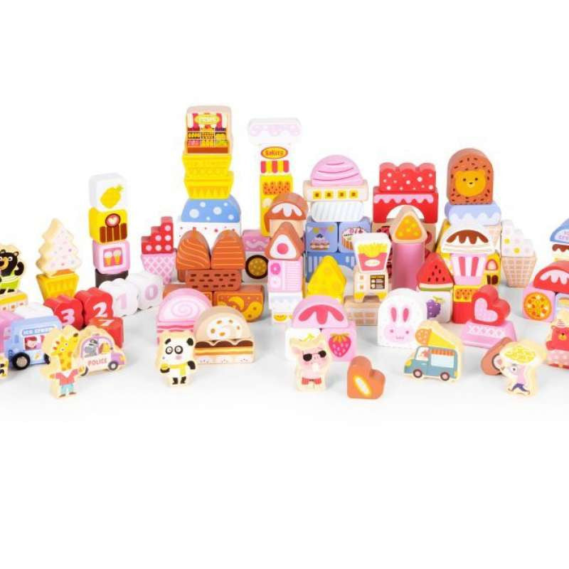 EDUKATIVNE DRVENE KOCKE SET -CANDY CITY 116 KOM