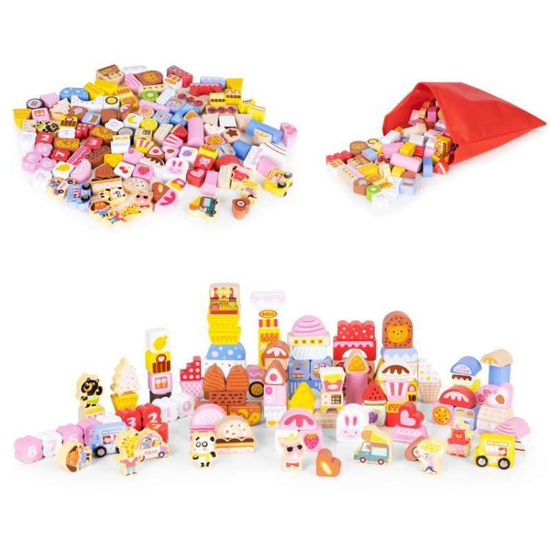 EDUKATIVNE DRVENE KOCKE SET -CANDY CITY 116 KOM