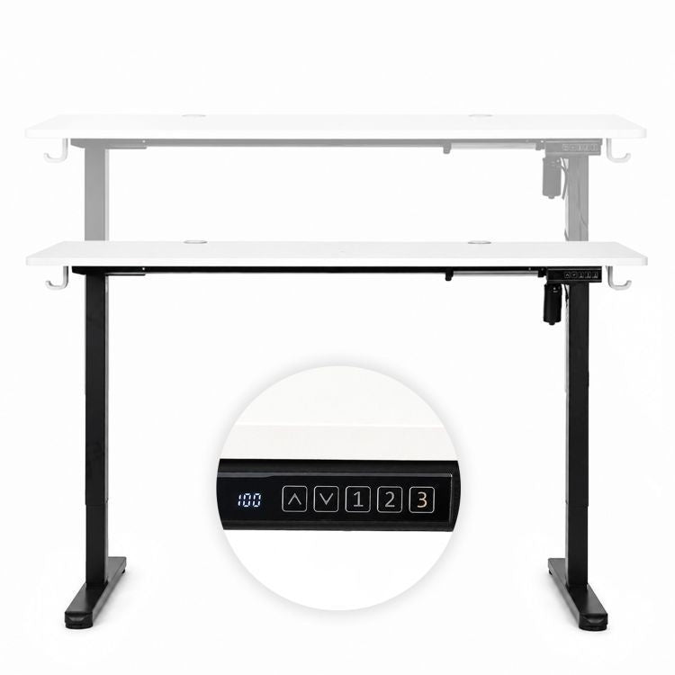 Električni radni sto 140 × 60 cm sa podesivom visinom 72–118 cm, bela radna ploča – ModernHome