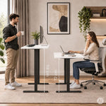 Električni radni sto 140 × 60 cm sa podesivom visinom 72–118 cm, bela radna ploča – ModernHome